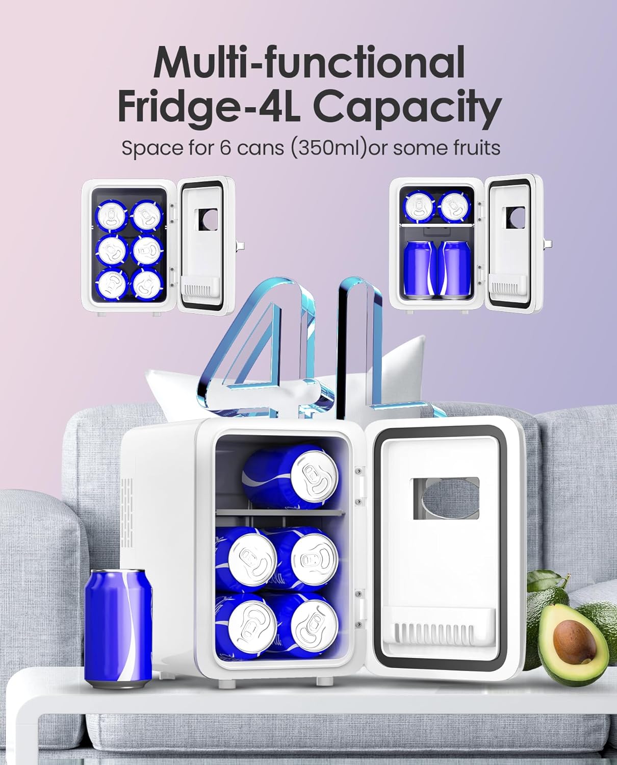 4L Fridge for Refrigerating Makeup, white